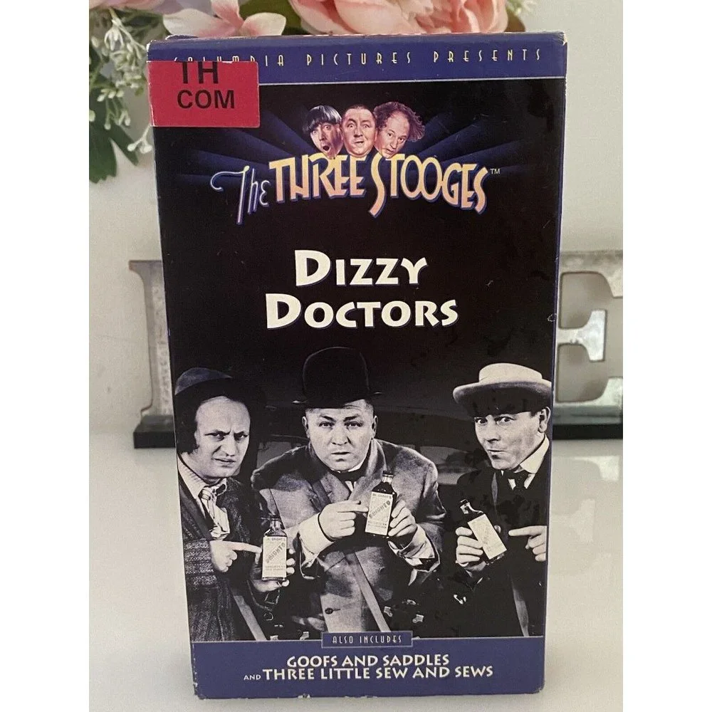The Three Stooges Dizzy Doctors VHS Tape with 2 Other Movies 1996 Excellent Cond